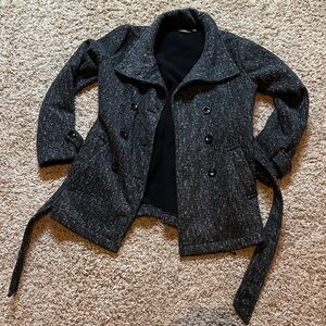 Ike Behar Women's Black Double-Breasted Coat